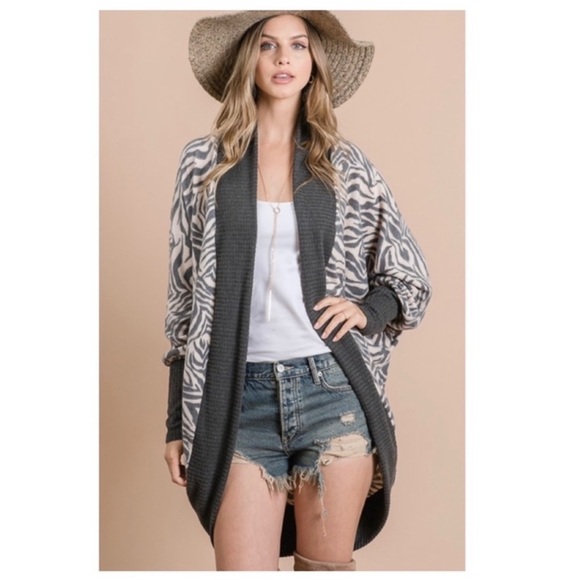 BNWT FirstLove by Lovelyn Zebra-print Open Cardigan - Picture 2 of 9